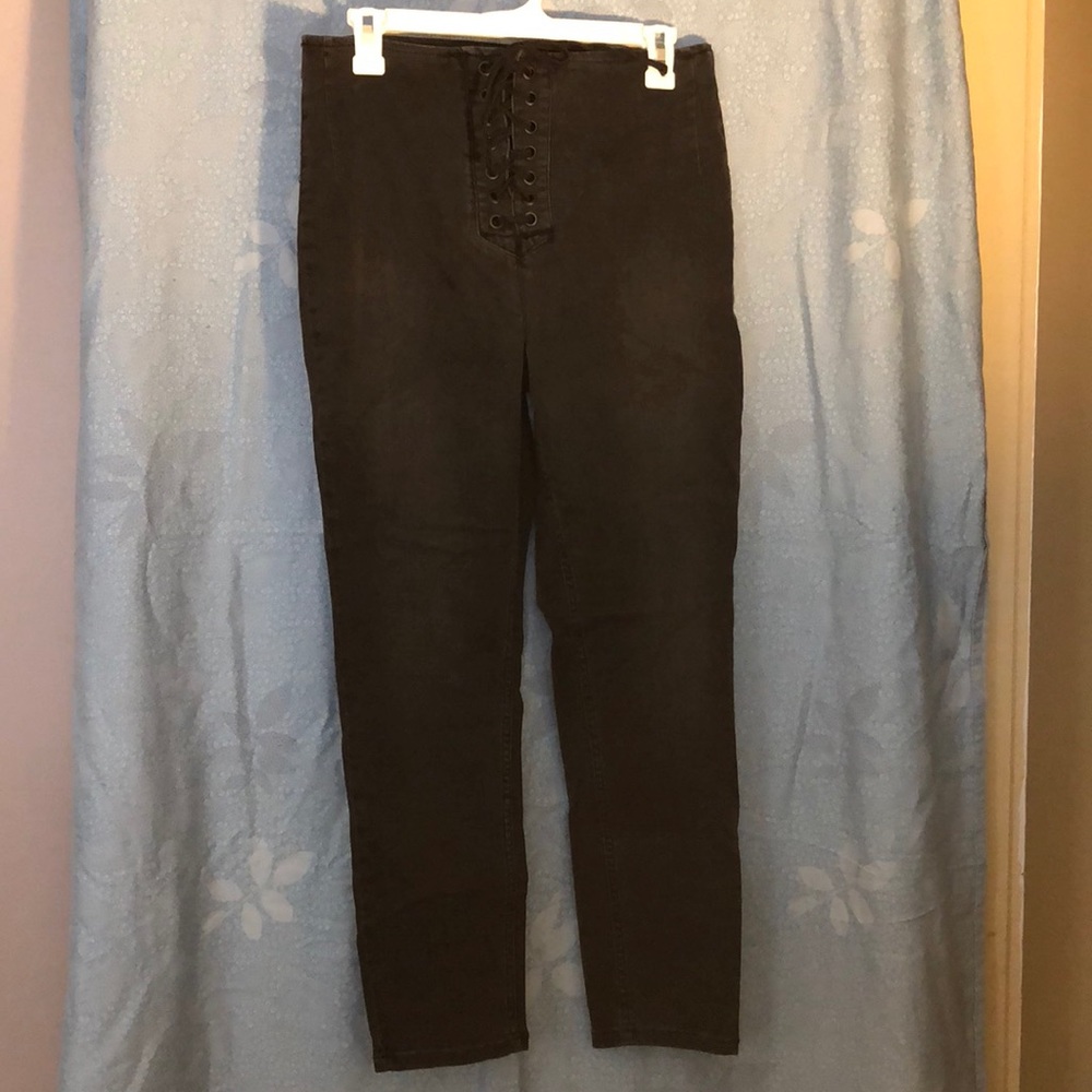 Free People high waisted black skinny jeans